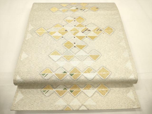 平和屋着物▼六通柄袋帯 吉祥菱文 金銀糸 正絹 逸品 CABC3428ak
