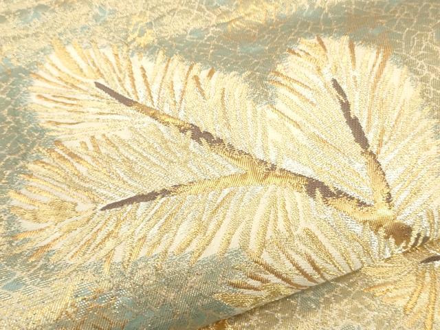 平和屋着物▼六通柄袋帯 枝松葉文 金銀糸 正絹 逸品 CABC3587ak