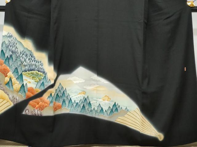 平和屋着物■豪華黒留袖 作家物 刺繍 樹林文 金彩 正絹 逸品 CABC3626fb