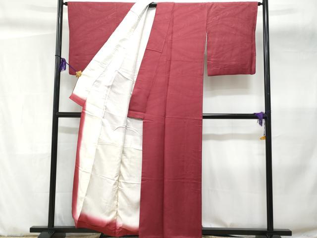 平和屋着物■上質な色無地 立波地紋 紅色 正絹 逸品 CABC3649fb