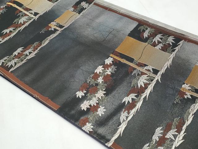 平和屋着物◎六通柄袋帯 笹竹文 粋抄苑錦 金銀糸 正絹 逸品 CABC3961fb