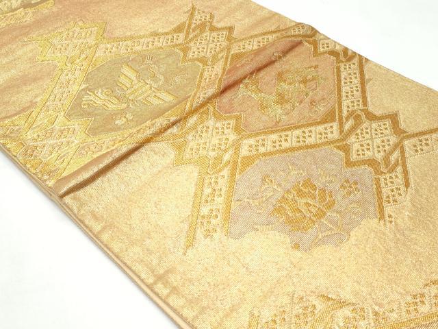 平和屋着物◎六通柄袋帯 正倉院鹿草文 金糸 正絹 逸品 CABC3972fb