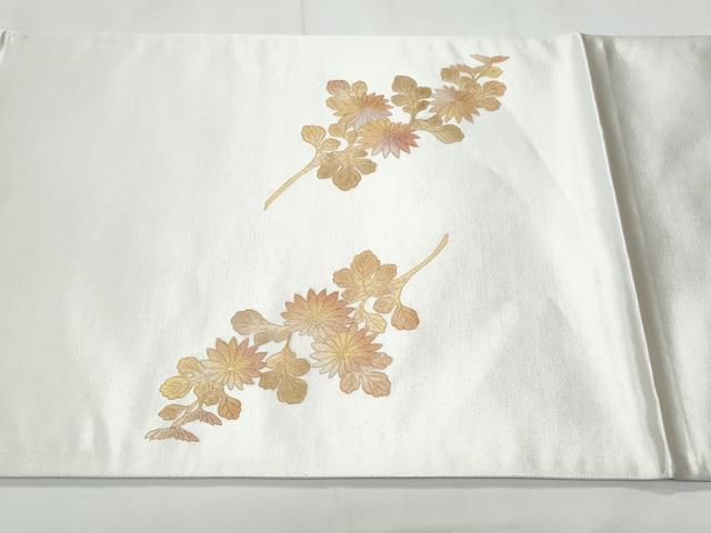 平和屋着物◎太鼓柄袋帯 エ霞陶器雲取り枝桜文 金銀彩 正絹 逸品 未使用 CABC3976fb