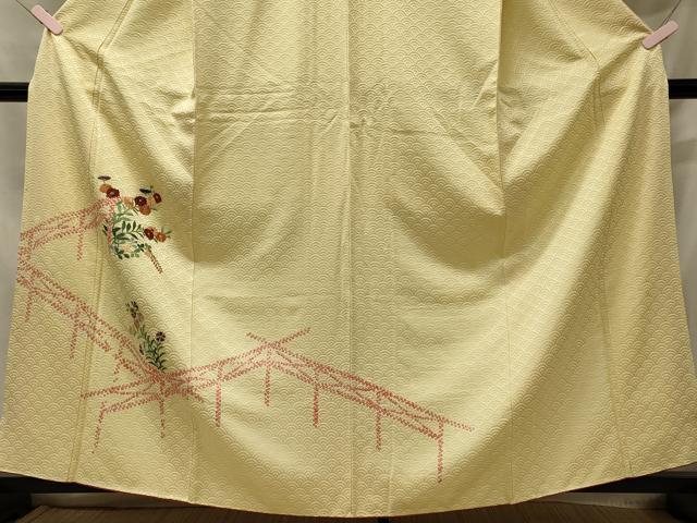 平和屋着物■訪問着 絞り 刺繍 草花文 正絹 逸品 CABC4054oy