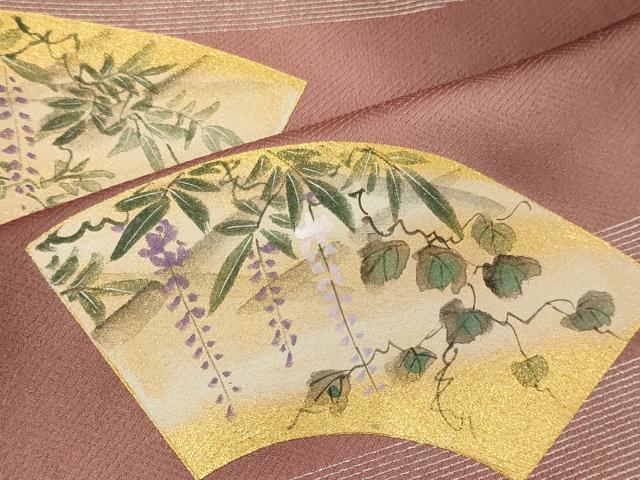 平和屋着物■訪問着 地紙草花文 藤花房 暈し染め 金銀彩 正絹 逸品 CABC4102oy