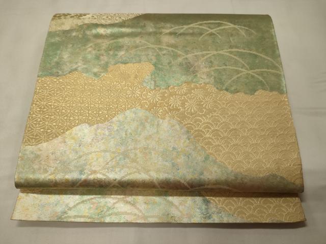 平和屋着物◎六通柄 京袋帯 道長吉祥花唐草文 金糸 引箔 正絹 逸品 CABC4132oy