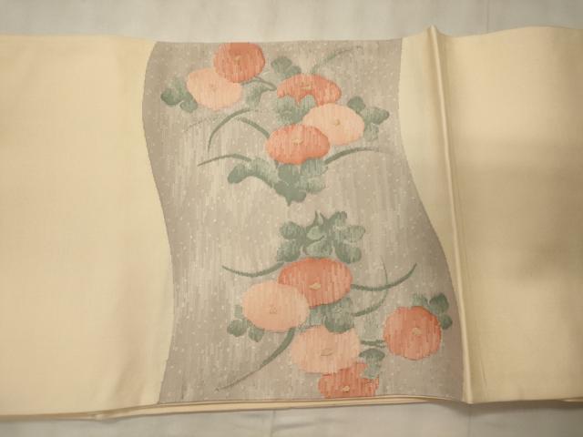 平和屋着物◎太鼓柄袋帯 流水吉祥花文 正絹 逸品 CABC4147oy
