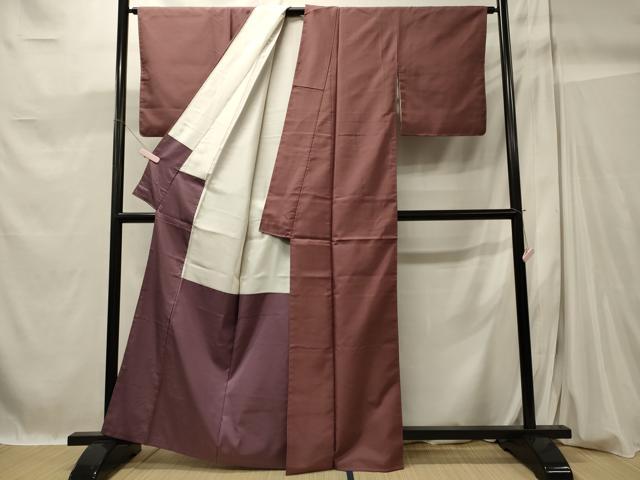 平和屋着物■上質な色無地 紫鳶色 正絹 逸品 CABC4212oy