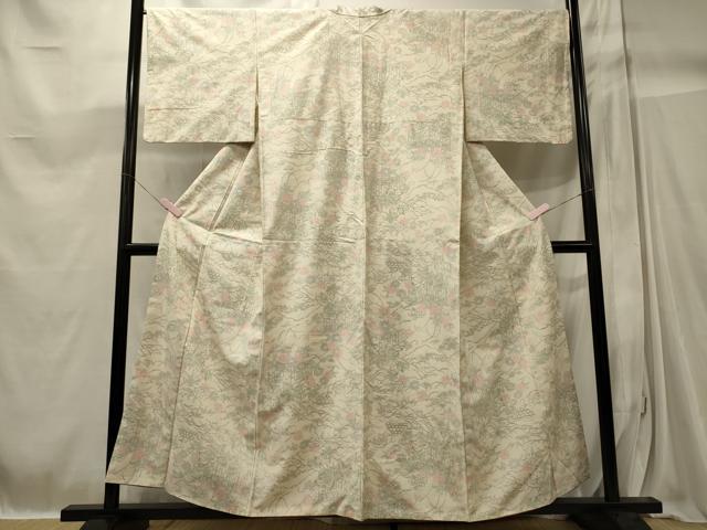 平和屋着物■上質な紬 草花文 正絹 逸品 CABC4224oy