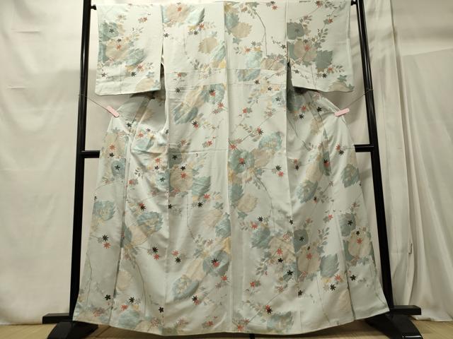 平和屋着物■上質な紬 刺繍 枝葉文 金糸 正絹 逸品 CABC4245oy