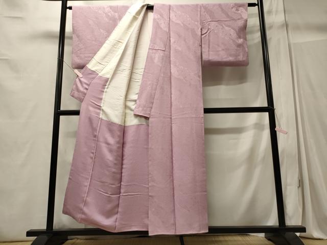 平和屋着物■上質な色無地 道長草花地紋 紅藤色 正絹 逸品 CABC4271oy
