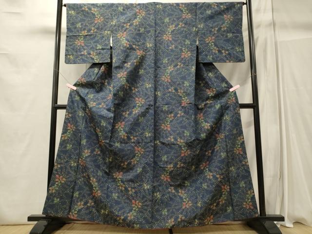 平和屋着物■上質な紬 草葉文 正絹 逸品 CABC4282oy