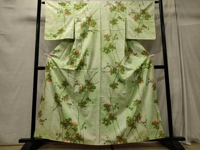 平和屋着物■小紋 草花文 暈し染め 洗える着物 未使用 CABC4292oy
