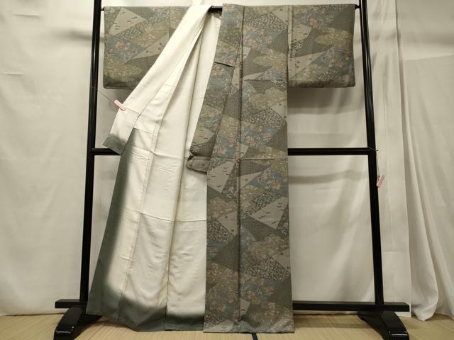 平和屋着物■上質な小紋 切り嵌め花唐草松文 正絹 逸品 CABC4346oy
