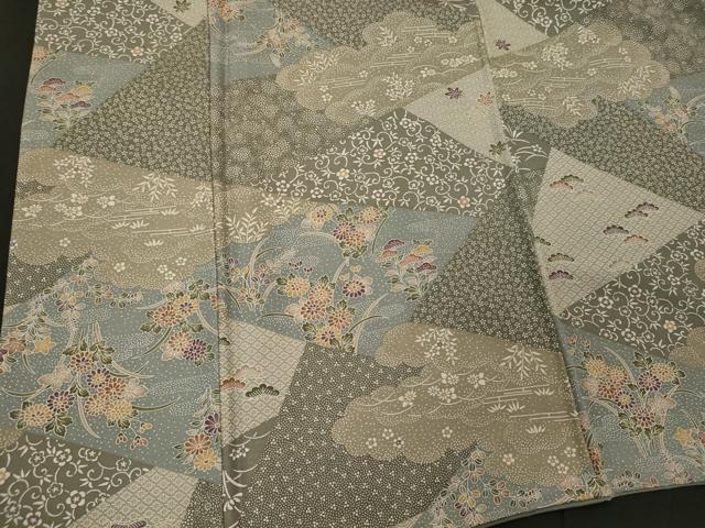 平和屋着物■上質な小紋 切り嵌め花唐草松文 正絹 逸品 CABC4346oy