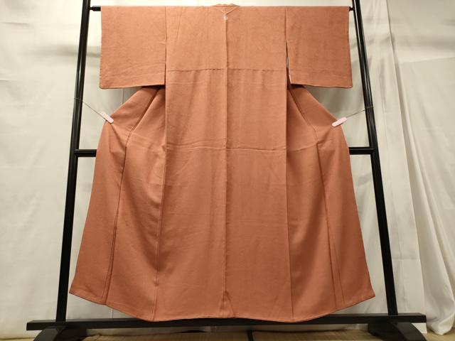 平和屋着物■上質な色無地 紗綾形地紋 肉桂色 正絹 逸品 CABC4351oy