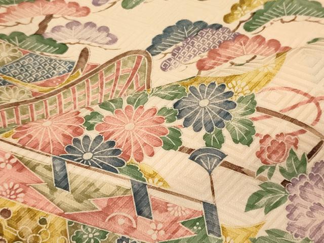 平和屋着物■訪問着 御所車吉祥花松文 正絹 逸品 CABC4359oy