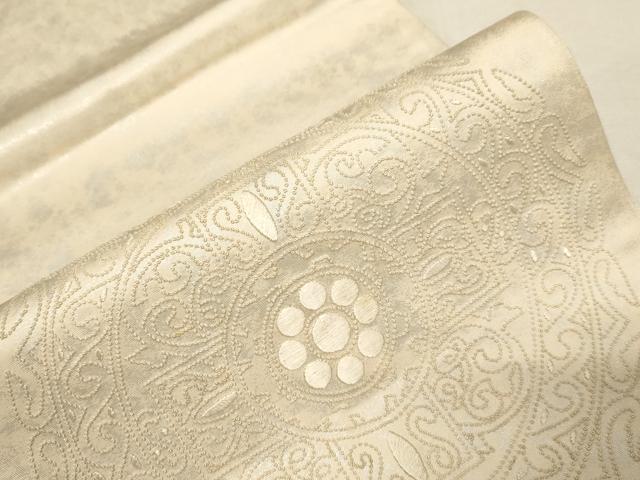 平和屋着物▼中国三大刺繍 相良刺繍 総刺繍 太鼓柄袋帯 正倉院 引箔 正絹 逸品 CABC4556dy