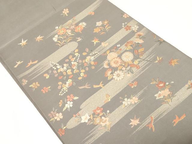 平和屋着物●太鼓柄袋帯 唐織 花蝶鳥文 金糸 正絹 逸品 CABC4768dy