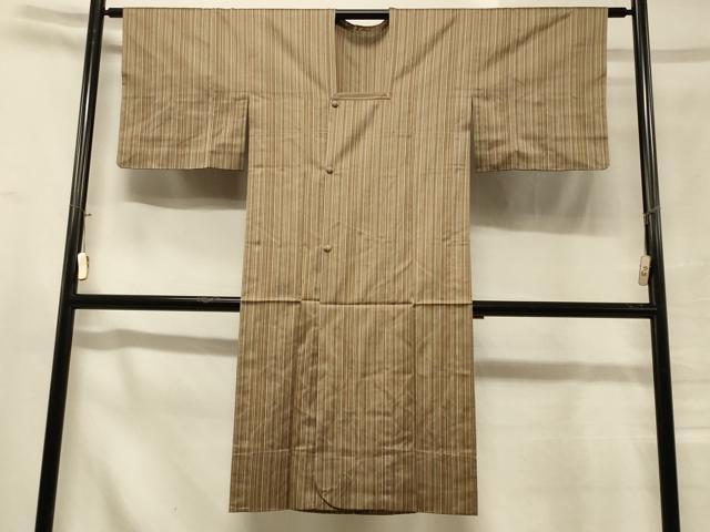 平和屋着物#道行コート 単衣 縞 ロング丈 正絹 逸品 CABC4928in