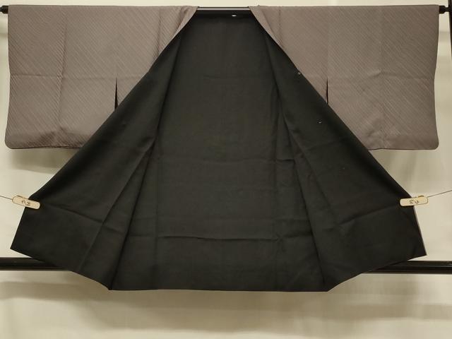 平和屋着物#道行コート リバーシブル 斜線文 暈し染め 黒地 正絹 逸品 CABC4939in