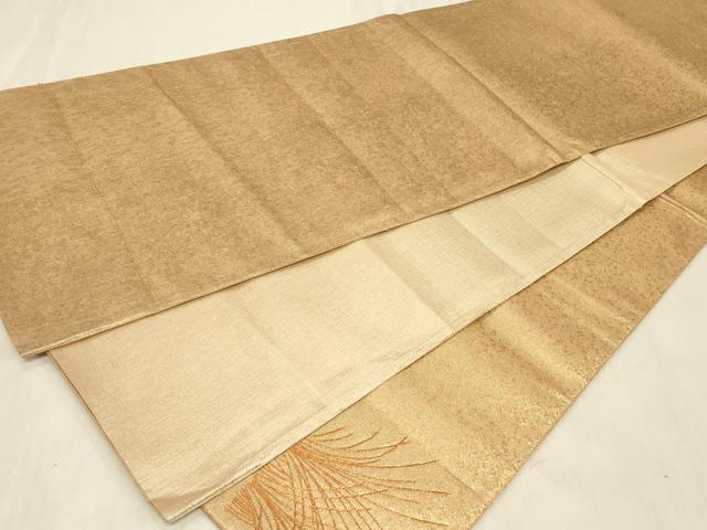 平和屋着物◎太鼓柄袋帯 総駒刺繍 芝草文 金銀糸 正絹 逸品 CABC5114in