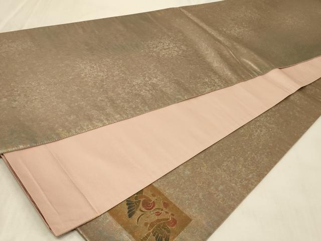 平和屋着物◎太鼓柄袋帯 螺鈿 短冊花鳥文 金彩 引箔 正絹 逸品 CABC5149in