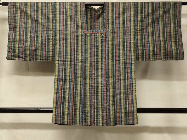 平和屋着物#道行コート 紬地 縞 正絹 逸品 CABC5167in