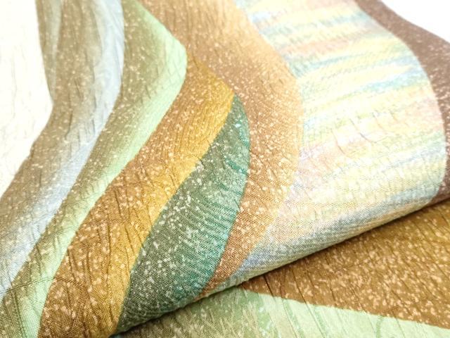 平和屋着物●博多織 鵬翔 全通柄袋帯 ふくれ織 霞文 正絹 逸品 CABC5232hy