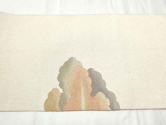平和屋着物●爪掻き本綴れ 八寸名古屋帯 雲重ね文 金糸 正絹 逸品 CABC5333hy