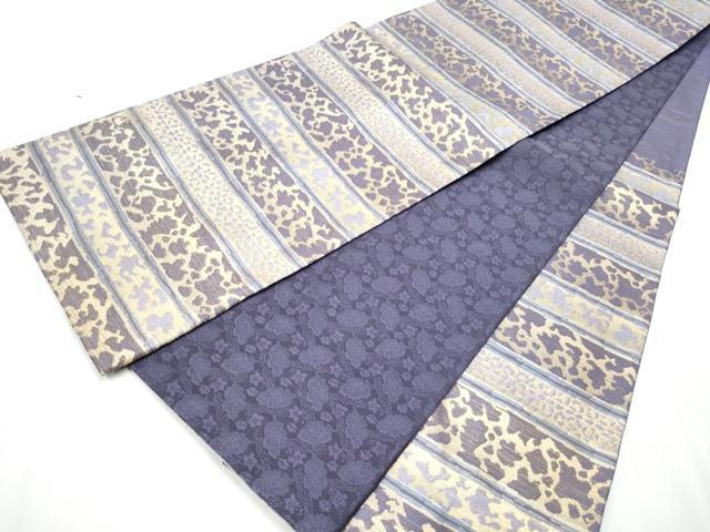 平和屋着物●両面 六通柄袋帯 横段霞文 金糸 正絹 逸品 CABC5377hy