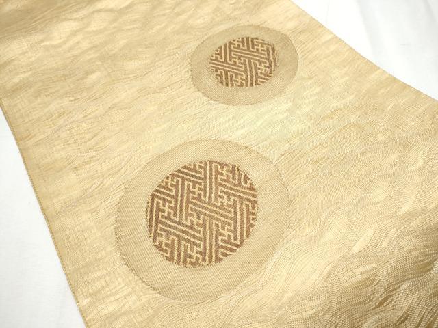 平和屋着物▽太鼓柄袋帯 スリーシーズン 春夏秋 櫛織 紗綾形丸文 正絹 逸品 CABC5391hy