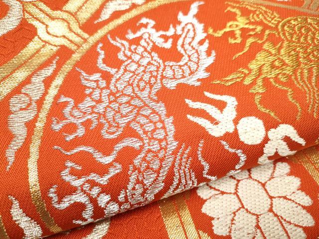 平和屋着物●六通柄 本袋帯 奈良蜀江錦 金銀糸 正絹 逸品 CABC5412hy
