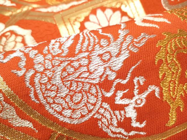 平和屋着物●六通柄 本袋帯 奈良蜀江錦 金銀糸 正絹 逸品 CABC5412hy
