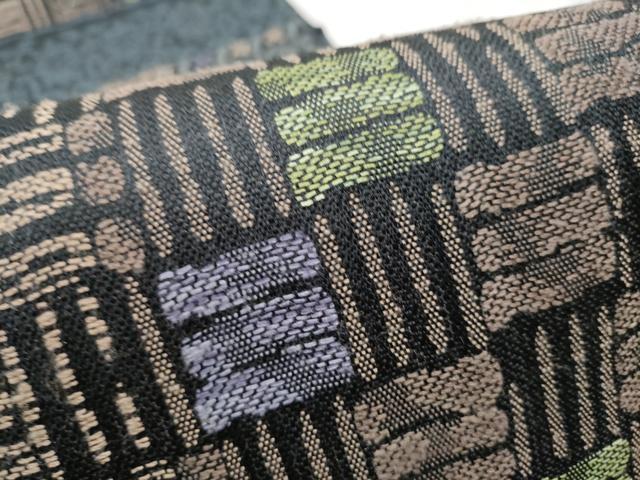 平和屋着物●六通柄袋帯 幾何学文様 黒地 正絹 逸品 CABC5417hy