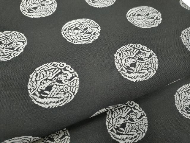 平和屋着物●両面 全通柄袋帯 鳳凰丸文 黒地 正絹 逸品 未使用 CABC5436hy