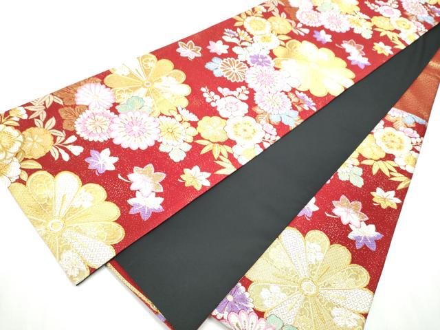 平和屋着物●六通柄袋帯 草花文 金糸 正絹 逸品 CABC5492hy