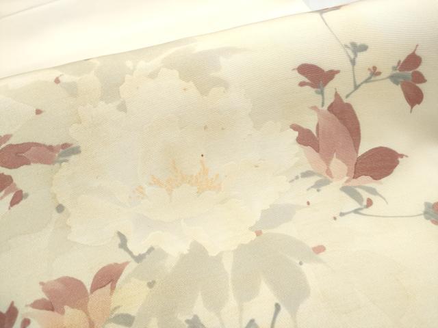 平和屋着物●塩瀬 太鼓柄袋帯 手描き 枝花文 金彩 正絹 逸品 CABC5508hy