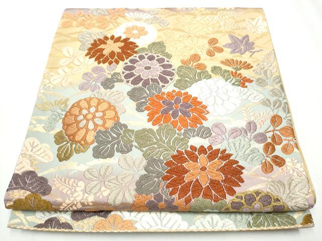平和屋着物●西陣 橋本テル織物謹製 六通柄袋帯 唐織 草花文 金糸 証紙付き 正絹 逸品 CABC5515hy