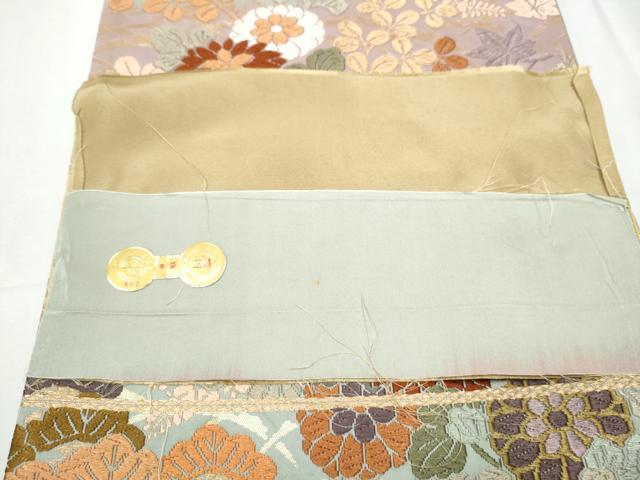 平和屋着物●西陣 橋本テル織物謹製 六通柄袋帯 唐織 草花文 金糸 証紙付き 正絹 逸品 CABC5515hy