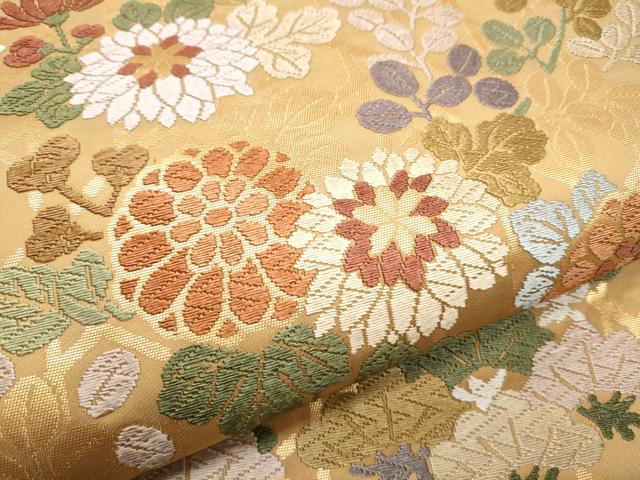 平和屋着物●六通柄袋帯 唐織 籬草花文 金糸 正絹 逸品 CABC5525hy