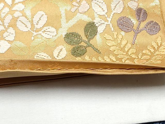 平和屋着物●六通柄袋帯 唐織 籬草花文 金糸 正絹 逸品 CABC5525hy