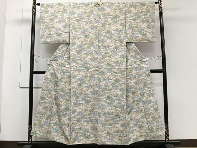 平和屋着物■上質な紬 草花文 正絹 逸品 CABC5660xi