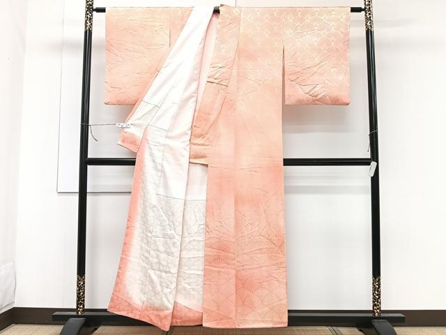 平和屋着物■上質な小紋 花青海波地紋 暈し染め 正絹 逸品 CABC5671xi