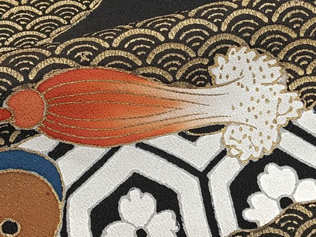 平和屋着物■豪華黒留袖 駒刺繍 鳳凰花鼓文 金彩 正絹 逸品 CABC5688xi