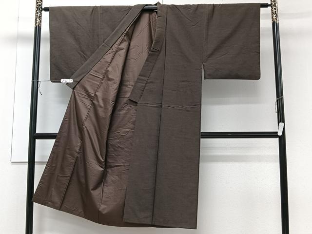 平和屋着物■男性 紬 黒茶色 正絹 逸品 未使用 CABC5713xi