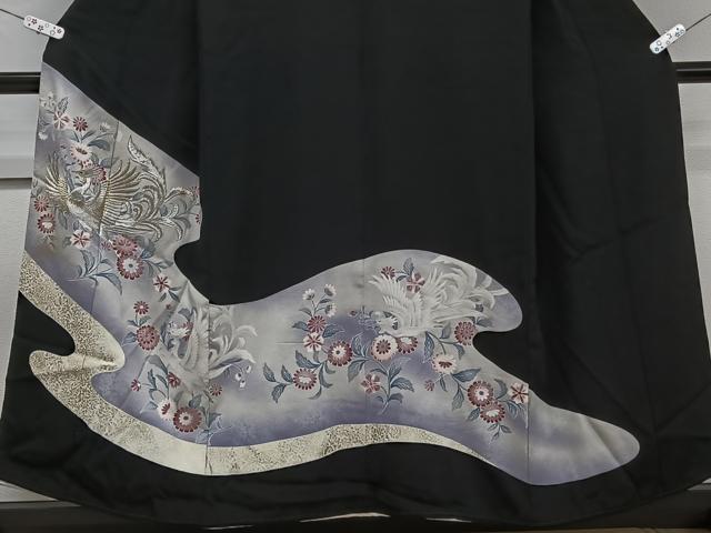 平和屋着物■豪華黒留袖 刺繍 鳳凰花文 正絹 逸品 CABC5787xi