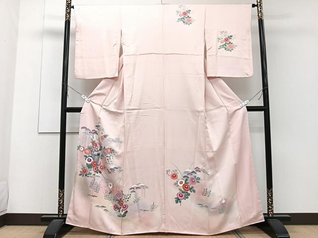 平和屋着物□訪問着 御所車花文 暈し染め 金銀彩 正絹 逸品