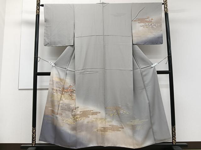 平和屋着物□訪問着 刺繍 絵霞花文 暈し染め 金銀彩