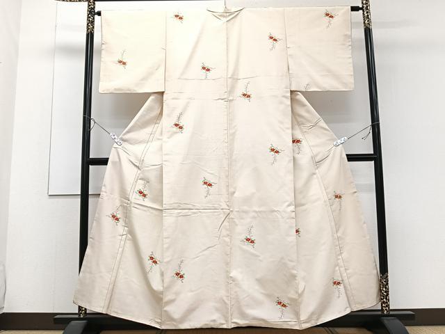 平和屋着物■上質な紬 草花文 正絹 逸品 CABC5864xi